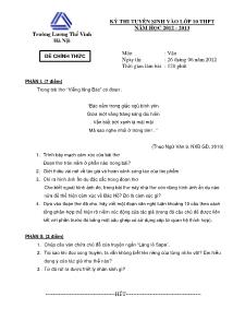 Kỳ thi tuyển sinh vào lớp 10 THPT Năm học 2012 - 2013 Trường Lương Thế Vinh Hà Nội