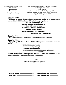 Kỳ thi vào lớp 10 THPT chuyên Lam Sơn năm học: 2010 – 2011 môn: ngữ văn (dành cho các thí sinh thi vào lớp chuyên văn)