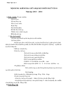 Nội dung kiểm tra giữa học kì I môn ngữ văn 8 năm học 2013 – 2014