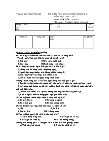 Thi kiểm tra chất lượng học kỳ II năm học 2006 – 2007 môn ngữ văn – khối 9 thời gian : 120 phút