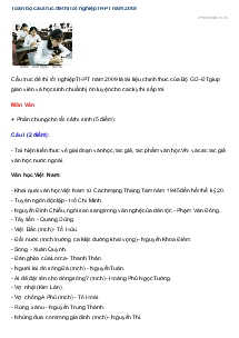 Toàn bộ cấu trúc của đề thi tốt nghiệp trung học phổ thông  năm 2009
