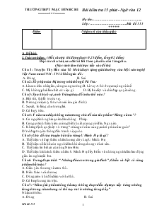 Bài kiểm tra 15 phút - Ngữ văn lớp 12