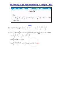 Bài toán dãy số quy luật violympic lớp 7 – vòng 11 - 2014