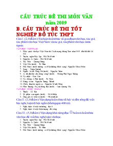 Cấu trúc đề thi môn ngữ văn năm 2009