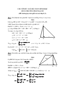 Chuyên đề - Giải bài toán hình học bằng phương pháp đại số (bồi dưỡng học sinh giỏi toán các lớp 8, 9)