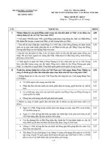 Đáp án - Thang điểm đềthi tuyển sinh đại học, cao đẳng năm 2006 môn: lịch sử, khối c