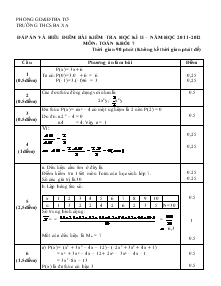 Đáp án và biểu điểm bài kiểm tra học kì II – năm học 2011-2012 môn: toán khối 7