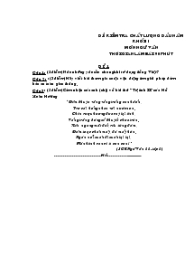 Đề kiểm tra chất lượng đầu năm khối 11 Môn Ngữ Văn Thời gian làm bài 90 phút