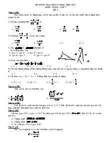 Đề kiểm tra chất lượng học kỳ I môn : toán - Lớp 7 (đề 1)