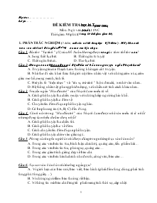 Đề kiểm tra học kì I (2007-2008) môn: ngữ văn, khối 11 nâng cao