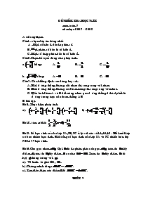 Đề kiểm tra học kỳ I môn toán 7 năm học 2007 – 2008