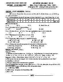 Đề kiểm tra học kỳ II môn: toán 7 (năm học: 2006 - 2007)
