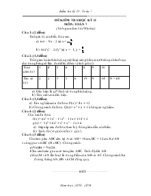 Đề kiểm tra học kỳ II môn: toán 7 (thời gian làm bài 90 phút)