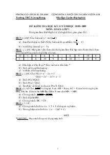Đề kiểm tra học kỳ II năm học 2008-2009 môn: toán-lớp 7
