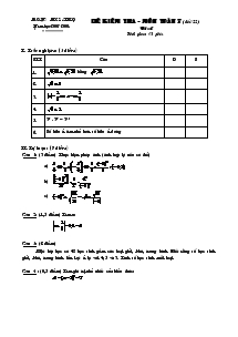 Đề kiểm tra - Môn toán 7 (tiết 22) đề số