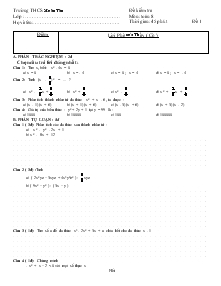 Đề kiểm tra Môn: toán 8 Thời gian: 45 phút Trường THCS Xuaân Taân
