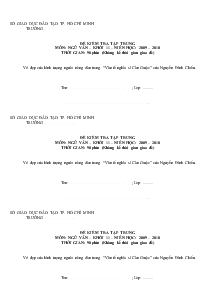 Đề kiểm tra tập trung môn: ngữ văn – khối 11 – niên học: 2009 – 2010