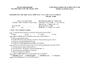 Đề kiểm tra thi học kỳ II, môn ngữ văn , lớp 11(ct cơ bản) TRƯỜNG THPT CHUYÊN LÊ QUÝ ĐÔN