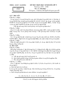 Đề thi chọn học sinh giỏi lớp 9 năm học: 2007 – 2008 môn thi: hoá học