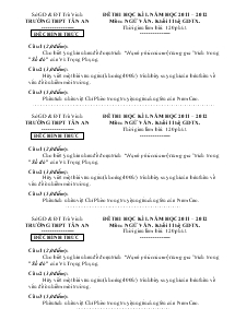 Đề thi học kì I Năm học 2011 – 2012 môn: ngữ văn. khối 11 hệ GDTX Trường THPT Tân An