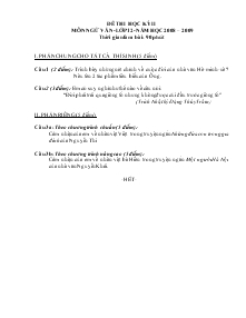 Đề thi học kỳ 2 môn ngữ văn-Lớp 12-năm học 2008 – 2009 thời gian làm bài: 90 phút