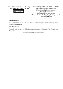 Đề thi học kỳ I năm học 2012- 2013 môn: ngữ văn lớp 11 nâng cao Trường Thpt Chu Văn An