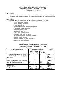 Đề thi khảo sát chất lượng giữa học kì 1 năm học 2012-2013 môn ngữ văn 12. năm học 2012 - 2013