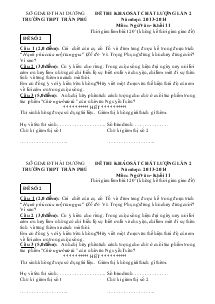 Đề thi khảo sát chất lượng lần 2 năm học: 2013- 2014 Môn: Ngữ Văn - Khối 11 TRƯỜNG THPT TRẦN PHÚ