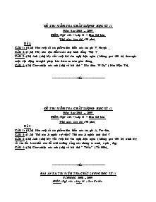 Đề thi kiểm tra chất lượng học kỳ II Năm học 2008 – 2009 MÔN: Ngữ văn – Lớp 11 – Ban Cơ bản