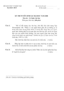 Đề thi tuyển sinh sau đại học năm 2008 môn Lý Luận văn  học