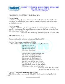 Ðề thi tuyển sinh đại học khối dnăm 2009 môn thi: ngữ văn (khối d) (thời gian làm bài: 180 phút)