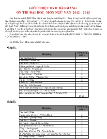 Giới thiệu dvd bài giảng ôn thi đại học môn ngữ văn 12 2012 – 2013