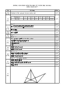 Hướng dẫn chấm kiểm tra học kỳ II năm học 2013-2014 môn: toán lớp 7