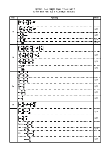 Hướng dẫn chấm môn toán lớp 7 kiểm tra học kỳ I năm học 2013-2014