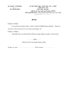 Kì thi chọn học sinh giỏi lớp 11 THPT môn ngữ văn năm học 2010-2011 (dành cho học sinh các trường thpt)