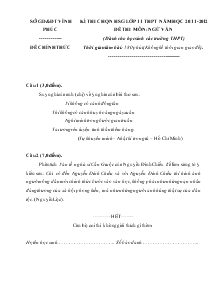 Kì thi chọn học sinh giỏi lớp 11 thpt năm học 2011-2012 đề thi môn: ngữ văn (dành cho học sinh các trường thpt)