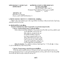 Kiểm tra chất lượng học kỳ I năm học: 2012-2013 Môn thi: Ngữ Văn- Lớp 11- ĐỒNG THÁP