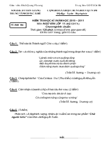 Kiểm tra học kì I năm học 2010 – 2011 môn: ngữ văn lớp 11 (hệ GDTX) chương trình chuẩn