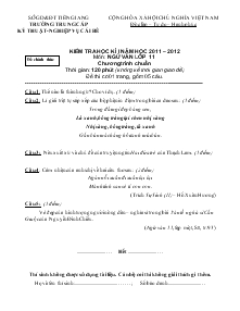 Kiểm tra học kì I năm học 2011 – 2012 Môn: Ngữ Văn Lớp 11 chương trình chuẩn Trường Trung Cấp Kỹ Thuật-Nghiệp Vụ Cái Bè