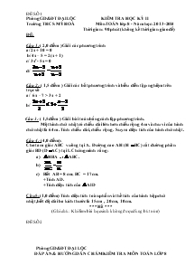 Kiểm tra học kỳ II Môn Toán lớp 8 - Năm học: 2013-2014 Trường THCS Mỹ Hòa