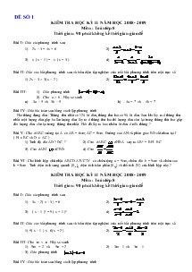 Kiểm tra học kỳ II Năm Học 2008 - 2009 Môn : Toán Lớp 8