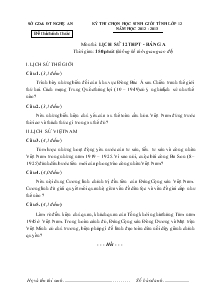 Kỳ thi chọn học sinh giỏi tỉnh lớp 12 năm học 2012 - 2013 môn sử