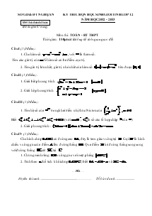 Kỳ thi chọn học sinh giỏi tỉnh lớp 12 năm học 2012 - 2013 môn thi toán