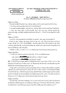 Kỳ thi chọn học sinh giỏi tỉnh lớp 12 năm học 2012 - 2013 môn hóa học bảng A