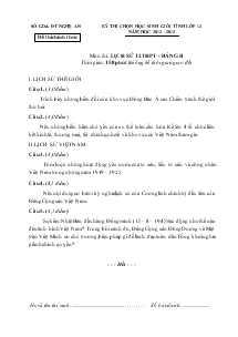 Kỳ thi chọn học sinh giỏi tỉnh lớp 12 năm học 2012 - 2013 môn lịch sử