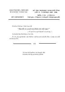 Kỳ thi chọn học sinh giỏi tỉnh sở giáo dục và đào tạo lớp 12 - Năm học 2005 – 2006 môn: văn ( vòng 2)