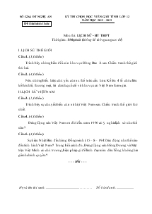 Kỳ thi chọn học viên giỏi tỉnh lớp 12 năm học 2012 - 2013 môn thi lịch sử