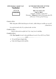 Kỳ thi học sinh giỏi cấp tỉnh năm học: 2012-2013 môn thi: ngữ văn lớp 12 trung học phổ thông