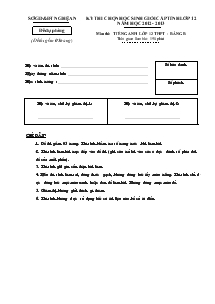 Kỳ thi lựa chọn học sinh giỏi cấp tỉnh lớp 12 năm học 2012 - 2013 tiếng Anh bảng B