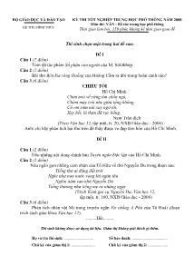 Kỳ thi tốt nghiệp trung học phổ thông năm 2008 môn thi:văn - Bổ túc trung học phổ thông